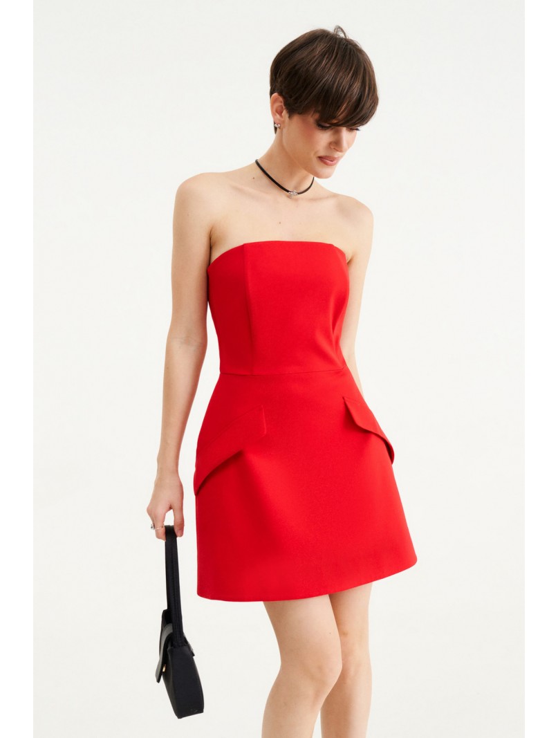 Платье мини красное 